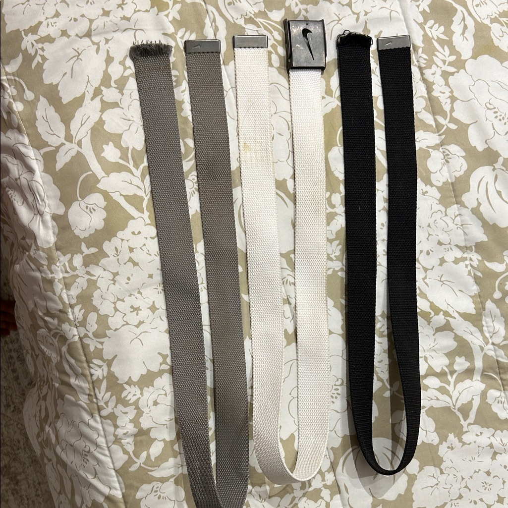Nike BlackGrey And White Fabric Adjustable Interchange Belts With Metal Buckles